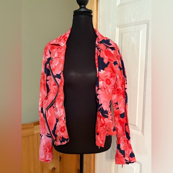 INC International Concepts Pink and Black Moto Linen Jacket - Picture 6 of 12